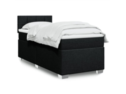 Cama box spring con colchón tela negro 90x190 cm