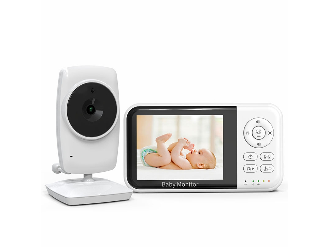 Monitor para bebés Yuysan MC632B con pantalla LCD de 3,2 pulgadas, compatible con detección de temperatura, nanas e intercomunicador bidireccional.