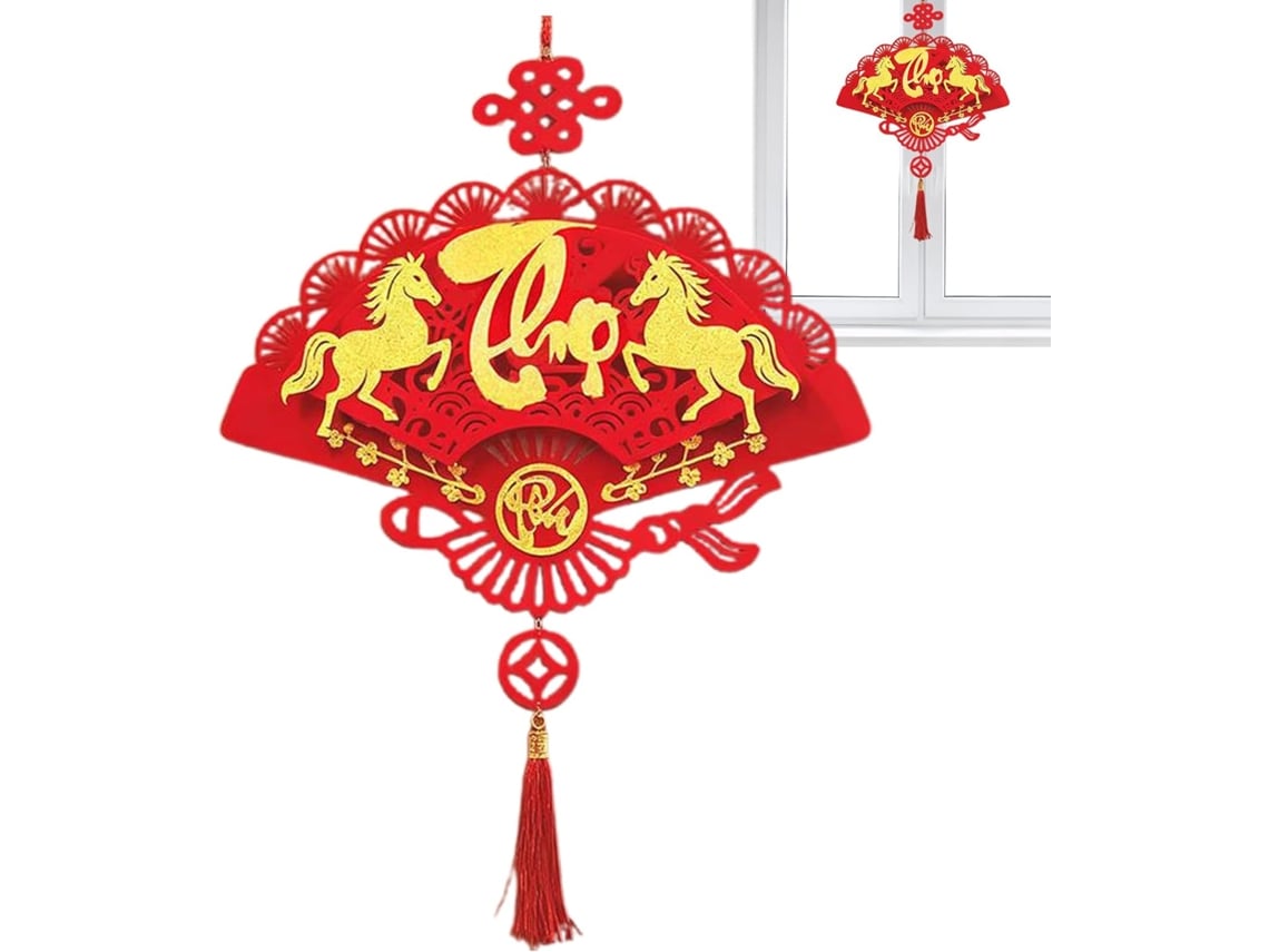 Decoración Caballo 2026 Lámpara Colgante Plana Festival Primavera Nuevo Vietnamita Decorativa Ventana Estar