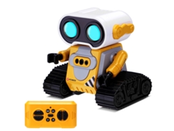 Muñeco robot, robot con control remoto y sensor de movimiento de 2,4 GHz, recargable, regalo de cumpleaños para niños y niñas (amarillo y gris)