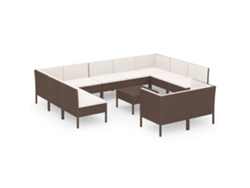 Maison Exclusive - Set Muebles De Jardín 12 Pzas Y Cojines Ratán Sintético Marrón