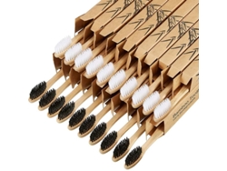 20 Cepillos De Dientes Reutilizables Y Biodegradables De Bambú Con Cerdas Suaves, Sin Bpa Y Carbón Natural Para El Hogar Y Los Viajes.