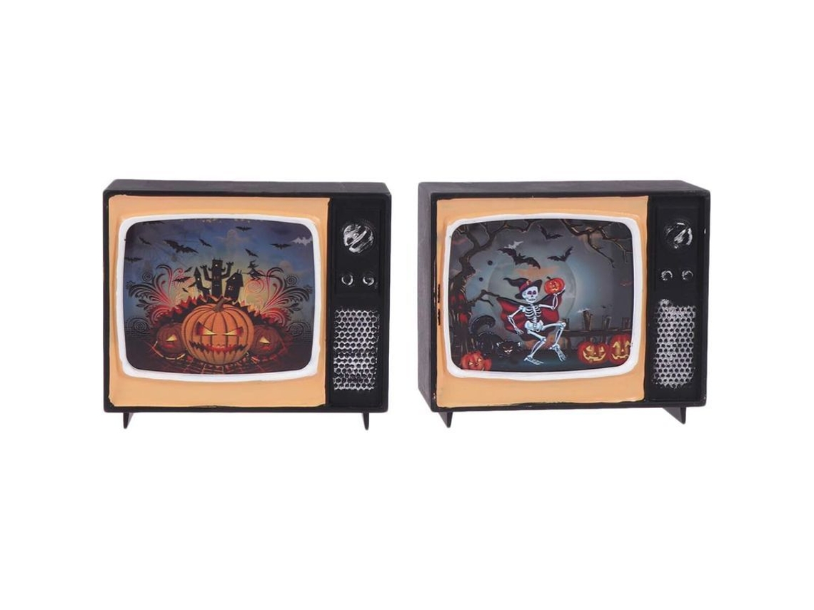 Decoración De Halloween Para Mesa Televisor Retro Bar Casa Casa Embrujada 2 Piezas