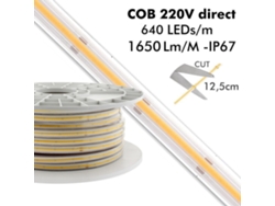 Tira Led LEDBOX 220V COB, 288Led/m, carrete 50 metros con conectores rápidos, 50cm corte, Violeta