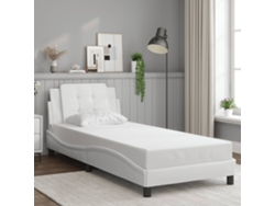Estructura De Cama Sin Colchón Cuero Sintético Blanco 80x200 Cm