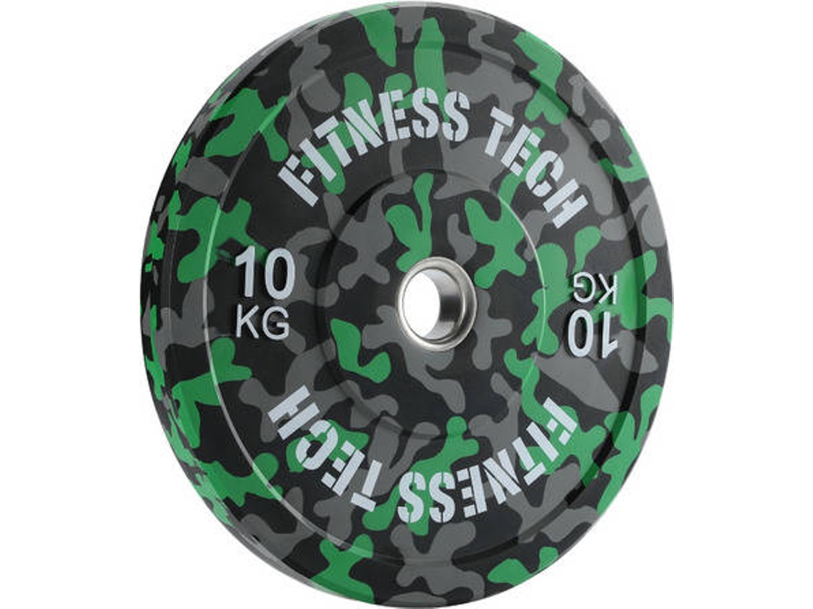Disco de Musculación FITNESS TECH Camuflaje Verde (10 kg)