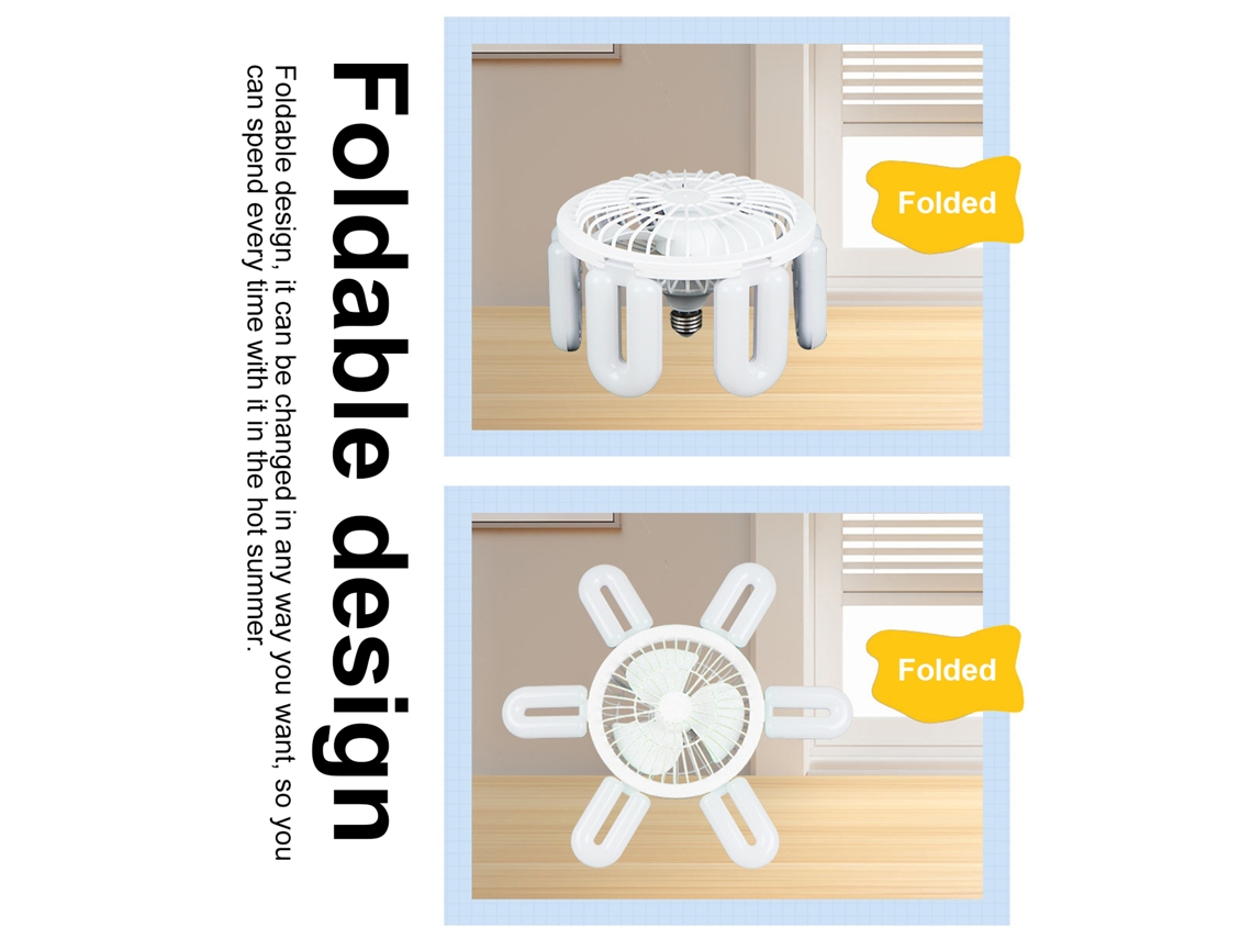 Bombilla LED E27 con 6 aspas, plegable, amplio rango de voltaje.