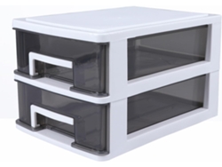 Caja De Almacenamiento De Plástico Transparente De 2 Cajones, Organizador De Cosméticos Blanco Y Negro.