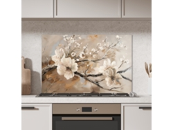 Panel Antisalpicaduras Cocina Flores - Abstracto - Pintado - Beige 90x60 Cm