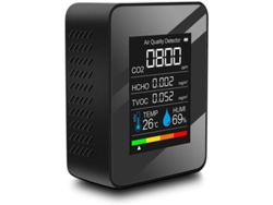 Detector De Calidad Del Aire Co2 Tvoc Hcho Temperatur Humedad Con Pantalla Lcd Y Niveles De Calidad