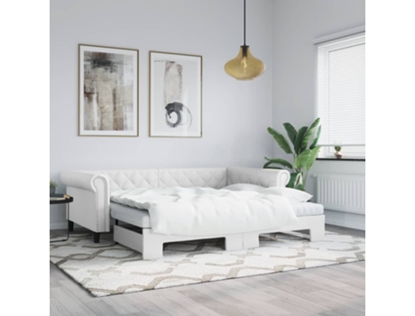 VIDAXL Sofá cama nido con colchón cuero sintético blanco 90x200 cm