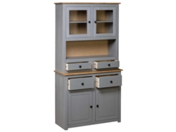 Aparador | Mueble De Comedor | Buffet Madera Maciza Pino Estilo Panamá Gris 93x40,5x180 Cm Wsd32799