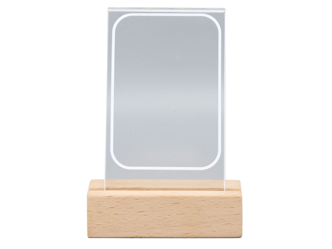 Marco de fotos con base de madera y acrílico transparente para uso sobre mesa, marco de fotos de madera y acrílico transparente