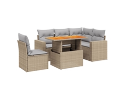 Conjunto 6 de sofás jardín con cojines VIDAXL ratán sintético beige