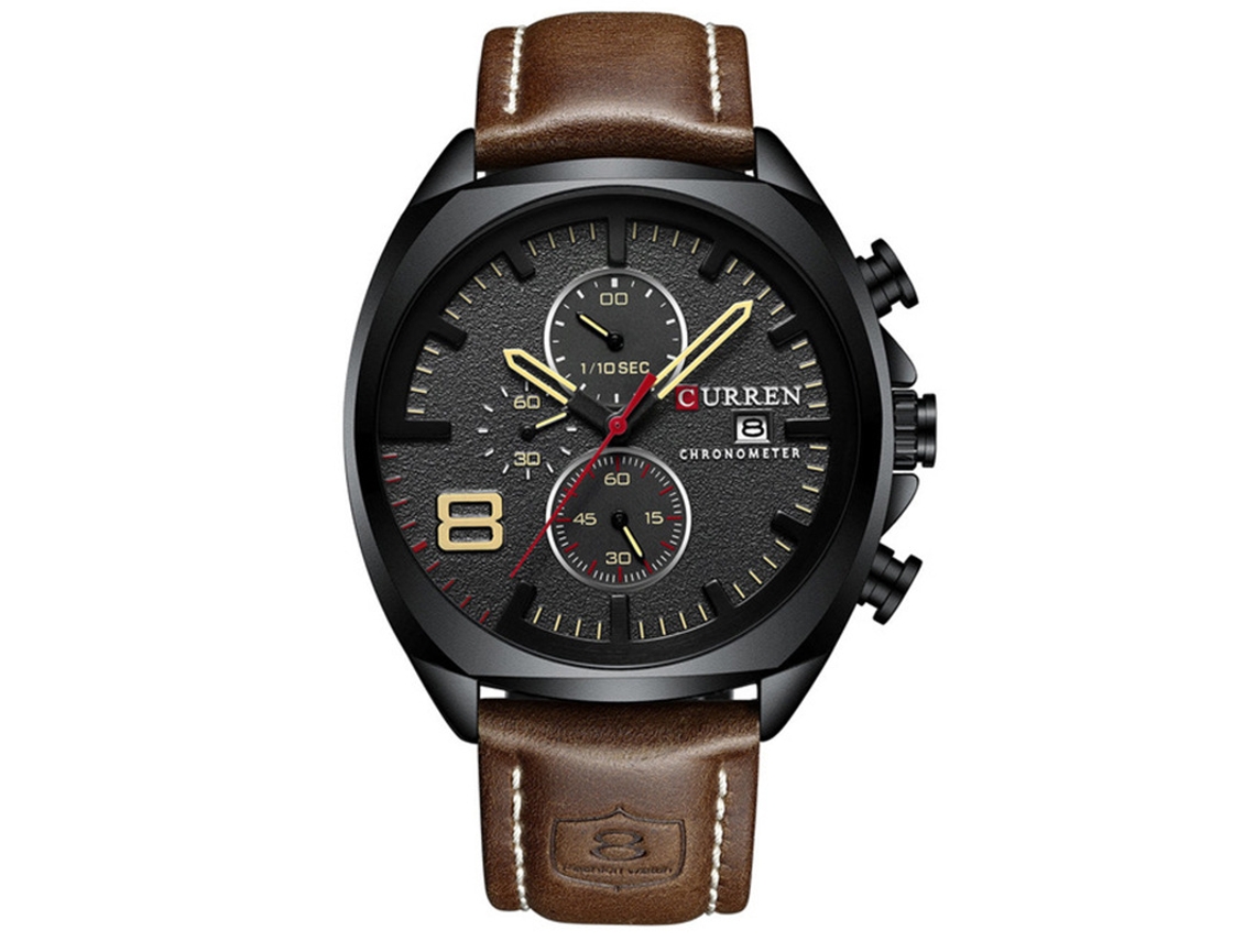 (café) Reloj Deportivo Para Hombre, Multifuncional, Resistente Al Agua, De Cuarzo Con Seis Manecillas.