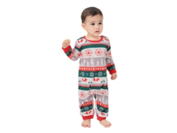 Rebe-pijamas De Natal Para Família Com Estampa De Veado, Gola Redonda, Manga Longa, Bebê 3-6m