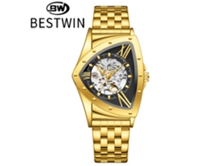 Reloj mecánico triangular esqueletizado MDUG para hombre (dorado y negro)