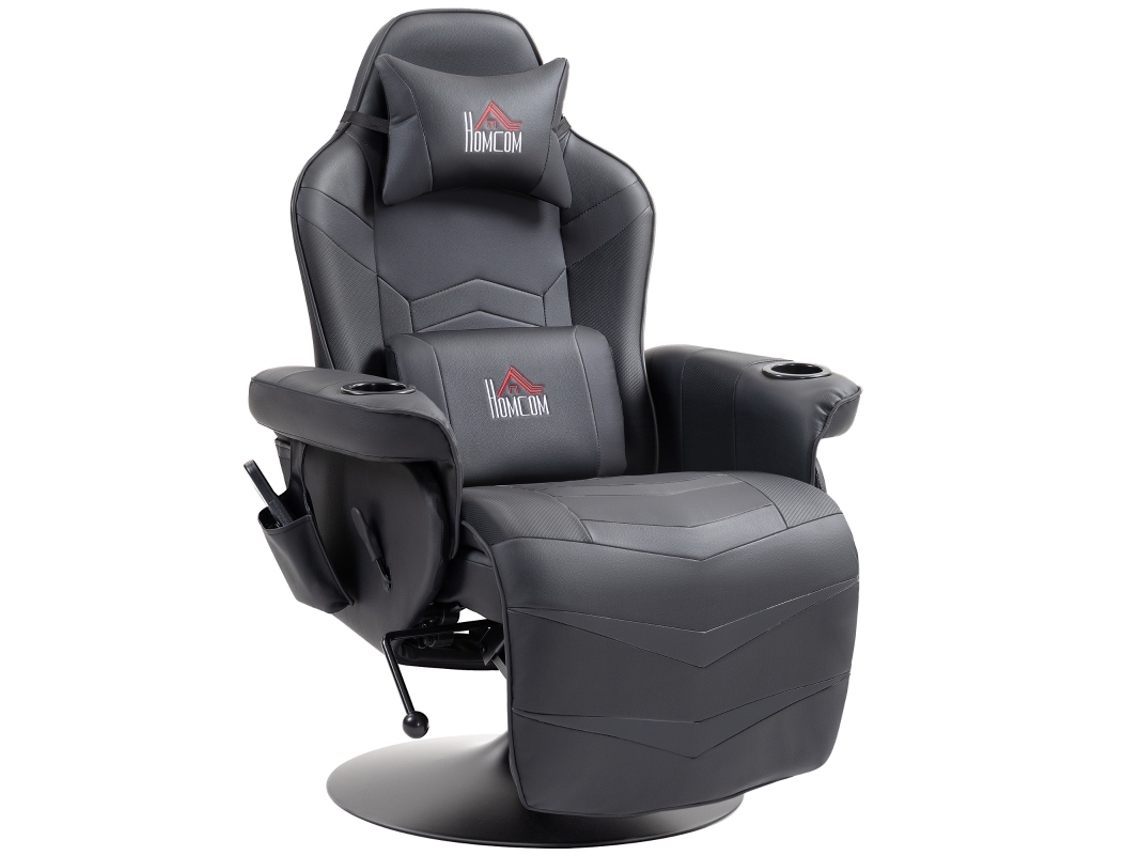 Silla Gaming Con Masaje, Respaldo Reclinable Y Reposapiés - Negra