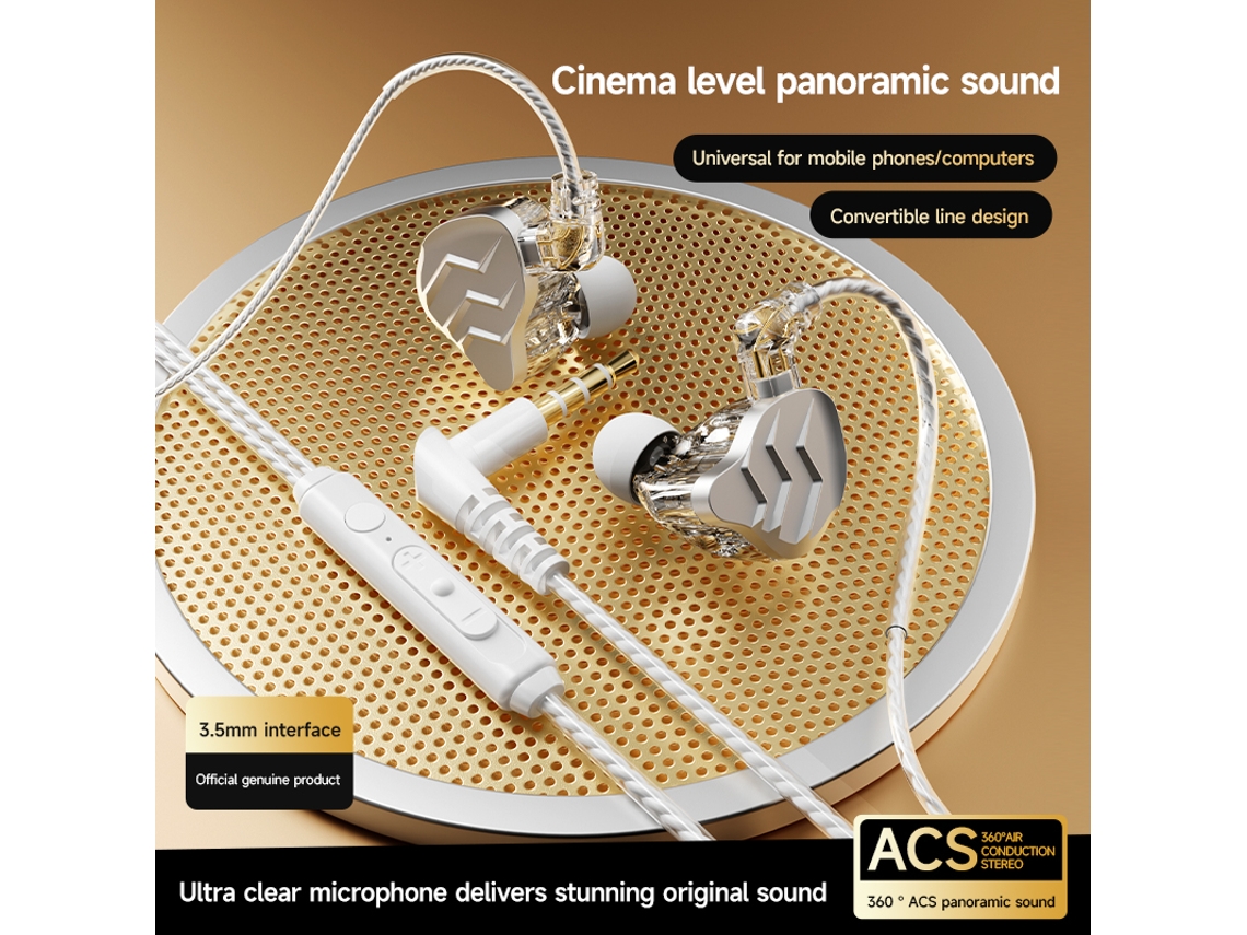 Auriculares Con Cable (plateados, 3,5 Mm), Graves Profundos, Sonido Envolvente.
