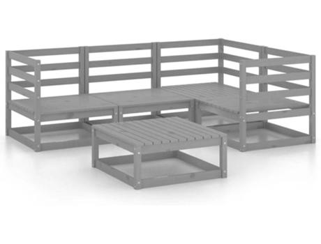 Conjunto 5 Muebles de jardín VIDAXL gris madera de pino maciza