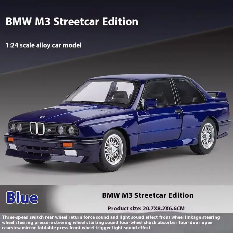 (Azul) Supercoche en miniatura a escala 1:24, fabricado en metal fundido a presión, con efectos de sonido y luz.