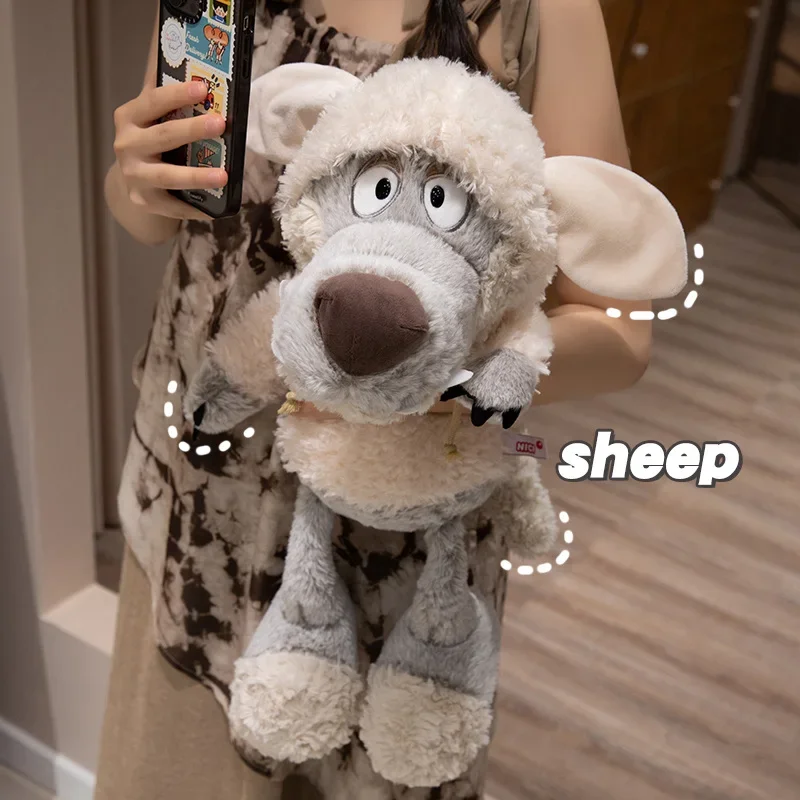 (gris, 35 Cm) Peluche De Lobo Camuflado, Muñeco De Oveja Durmiendo