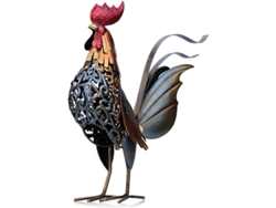 Escultura De Gallo De Metal Grabado - Arte Hecho A Mano Para El Hogar Y La Decoración