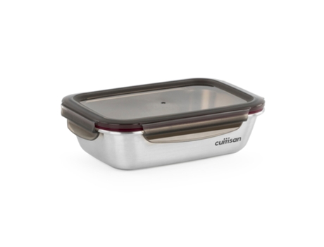 Recipiente Rectangular de 1.1L en Acero Inoxidable Apto Microondas CUITISAN