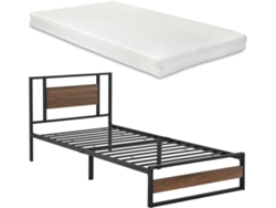 Colchón Cama Individual [ES.CASA] (209 x 94 x 88,5 cm - Acero - Negro)