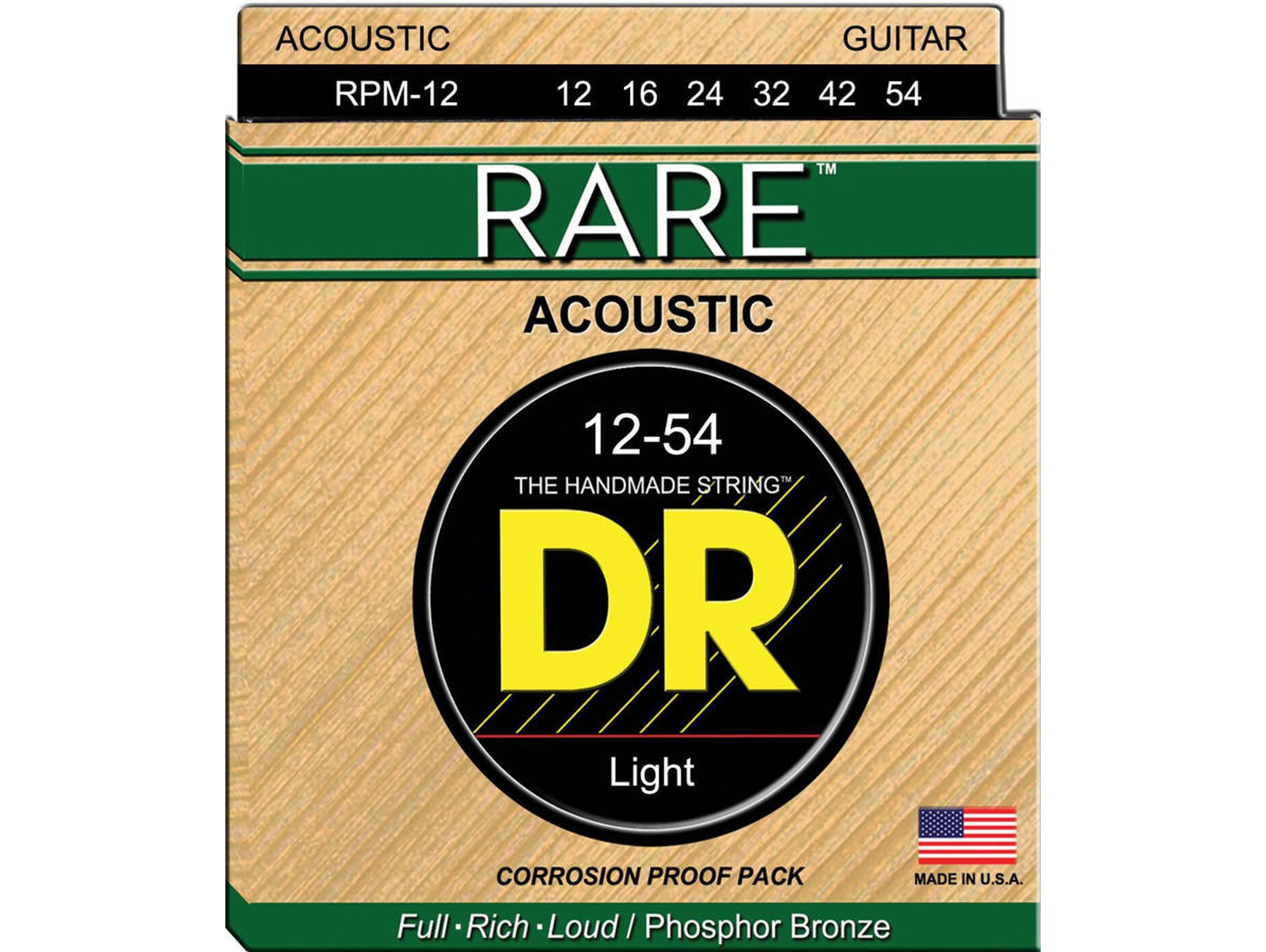 Juego de Cuerdas Guitarra Acústica DR RPM-12 Rare (0.12 - .016 - .024 - .032 - .042 - .054 - Bronce)