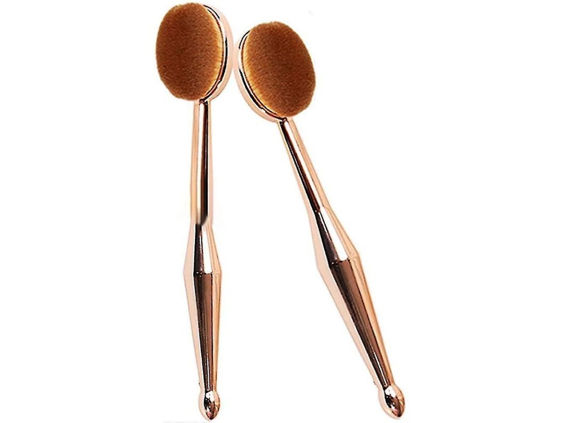 Set De 2 Brochas Multifuncionales Para Maquillaje Facial, Oro Rosa