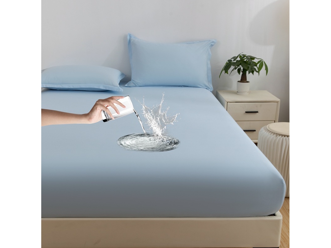 Protector De Colchón Impermeable Czhhmart 120 Cm X 200 Cm (con Dos Fundas De Almohada) Azul Cielo