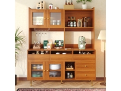 Aparador Alto Moderno - Mdf - Almacenamiento De Varios Niveles - Marrón