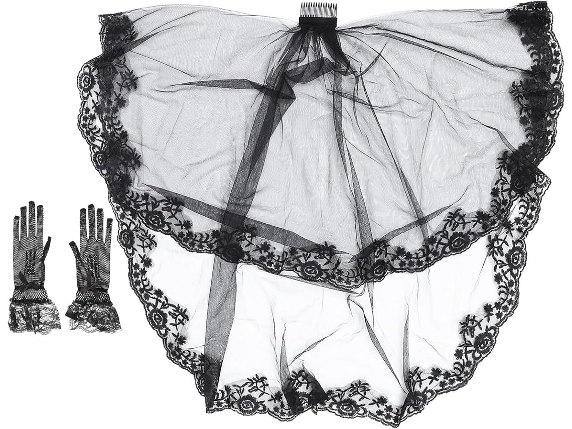 Vestido de Noiva para Alugar com Conjunto Luva Combinando - Fantasia Feminina para o Halloween