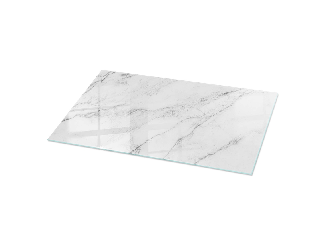 Cristal para espejo de mesa rectangular (120 x 60 cm - Acabado en mármol - Blanco)