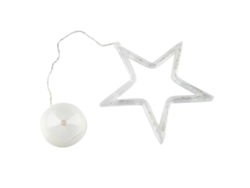 NEVEANCE Luz Decorativa de Hilos de Cobre con 8 LED, Alimentada por Batería, Estrellas Colgantes (Blanco Puro)