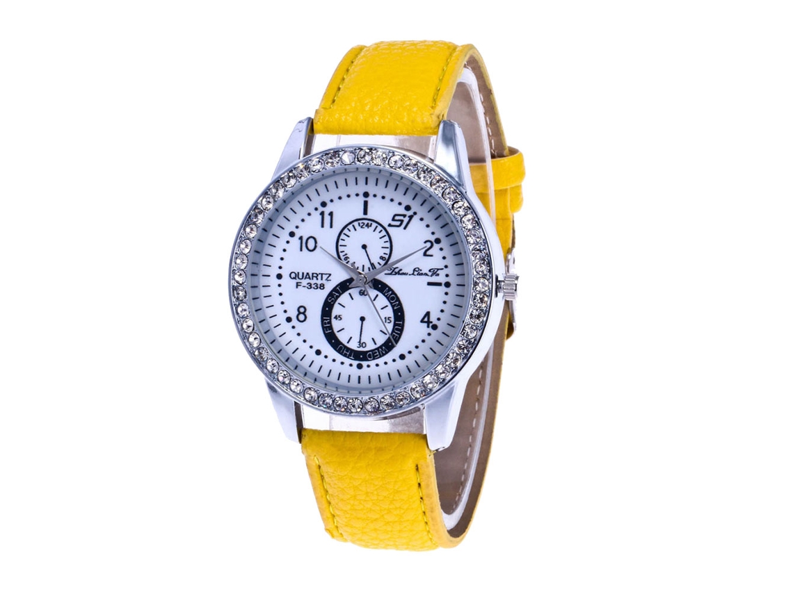 Reloj De Moda Para Mujer Y Hombre Con Movimiento De Cuarzo Y Correa Metálica Ajustable (amarillo)