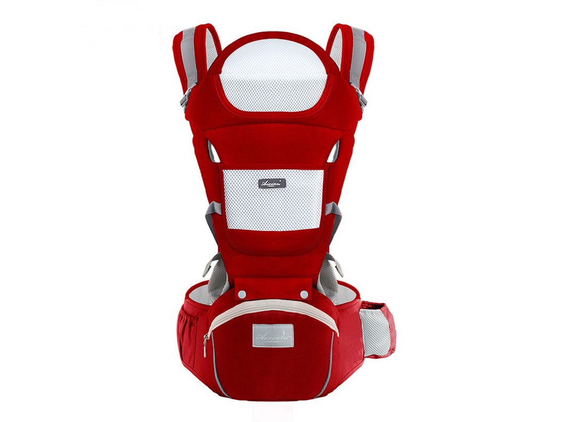 Portabebés ergonómico con asiento de cadera para bebés de 0 a 36 meses, rojo Digitallab