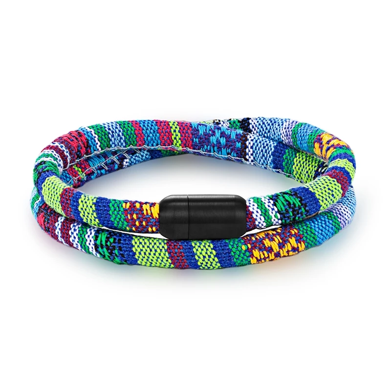 (azul, 23 Cm) Pulsera Con Colgante Para Pareja, Sencilla, Colorida, Trenzada, Estilo Étnico, Hecha A Mano.