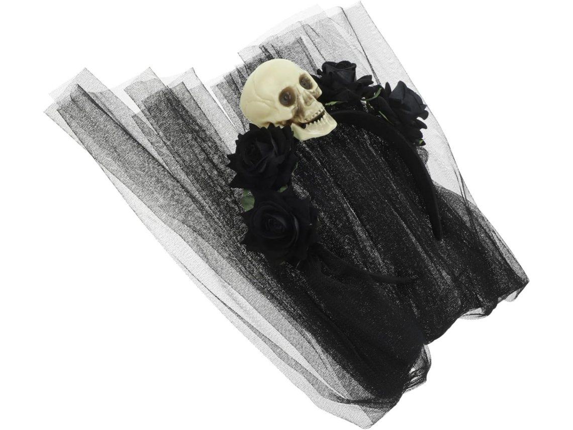 Tiara Com Véu De Caveira Gótica Para Halloween, Dia Dos Mortos, Lolita, Rave, Para Mulheres