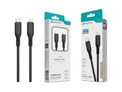 Cable de datos de carga rápida de PVC de 5 A, diseño macarrón, negro, USB C a Lightning, 1 m