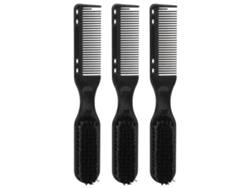 3 Piezas Peine De Barba Y Bigote De Doble Cabezacon Cerdas Suaves Y Duras Y Mango Curvo Ergonómico