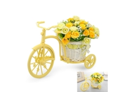 Jarrón De Ratán Con Forma De Bicicleta, Soporte Para Flores Artificiales Con Flores De Seda, Minitriciclo, Adorno Nostálgico De Bicicleta Para Jardín,