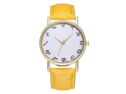 Reloj Deportivo Unisex De Cuero Con Correa De Cuero Y Movimiento De Cuarzo (amarillo)