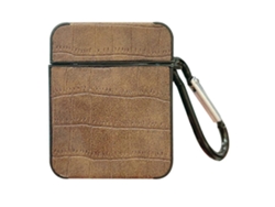 Estuche cuadrado de cuero para auriculares con estampado de cocodrilo GIECY