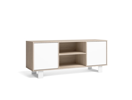 Mueble de TV SKRAUT HOME 140 Wind con 2 Puertas (Roble - Melamina - 137 x 40 x 57 cm)