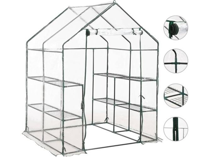 Invernadero VIDAXL con 8 Estantes 143x143x195 cm