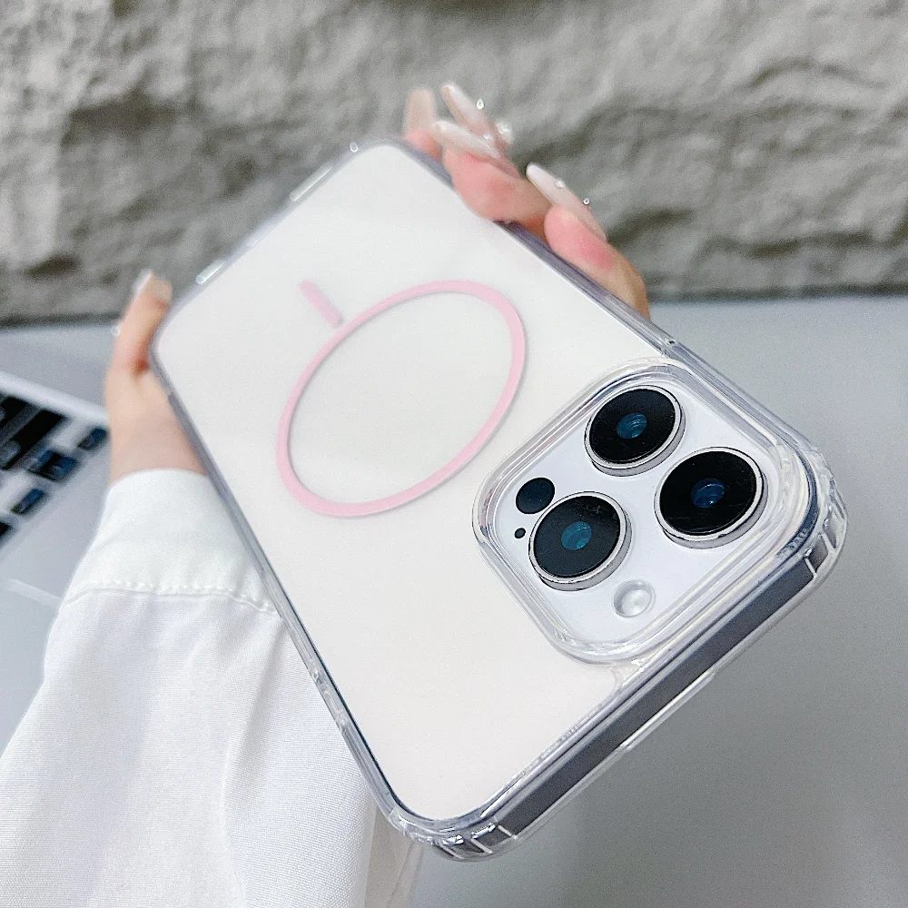 (iphone X, Rosa) Funda Protectora Magnética Transparente Para Iphone