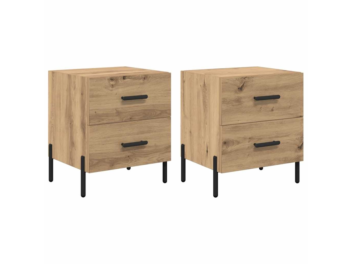 Maison Exclusive - Armario De Noche 2 Pcs Roble Artesanal 40 X 35 X 47,5 Cm