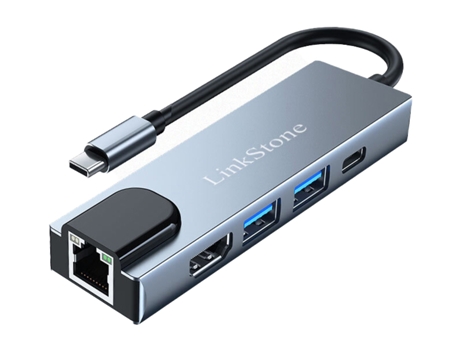 Adaptador LINKSTONE C330B 5In1 Tipo-C a 2Usb3.0 Pd HDMI 100Mbps para Huawei Mate40/P50 S20